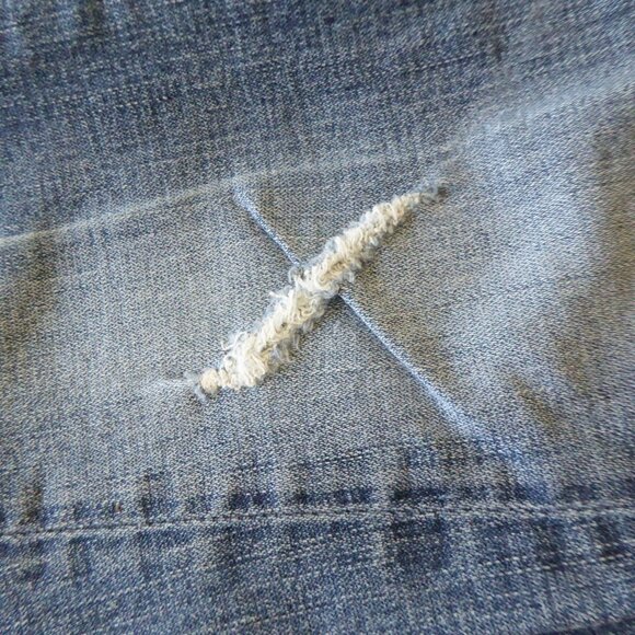 Blue Religion Light Blue Low Rise Boot Legs Yellow Button Flap Pockets Jeans 28 - Picture 14 of 15